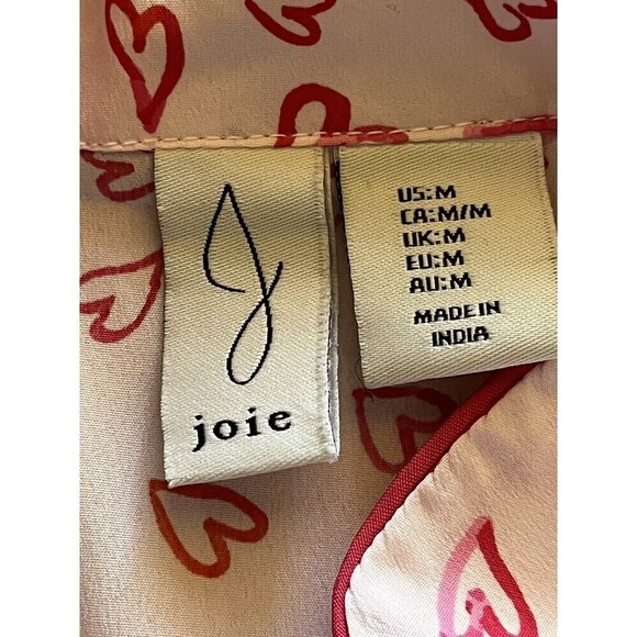 Joie All Over Heart Novelty Print Button Up Long Sleeve Pajama Top  M - Picture 7 of 8
